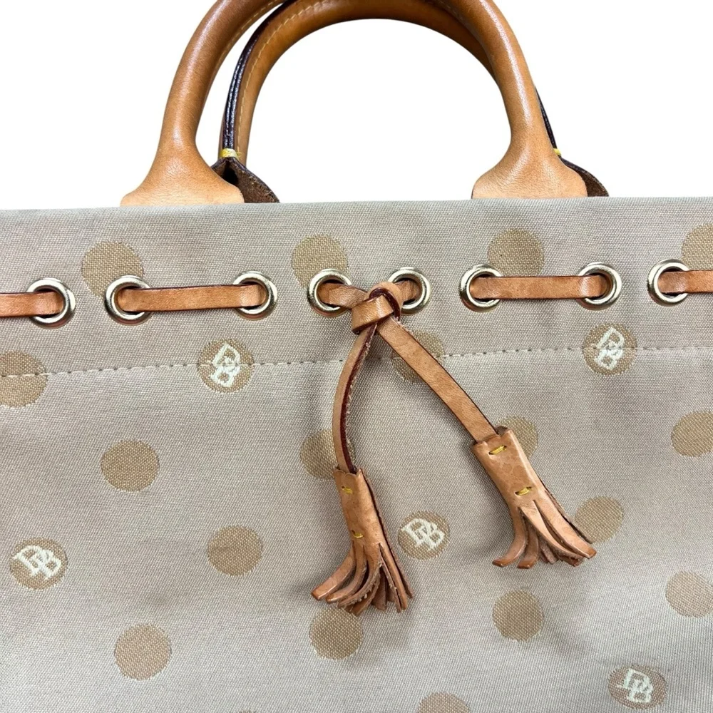 Dooney‎ & Bourke Beige Polka dot Satchel with Logo Pattern Shoulder Bag